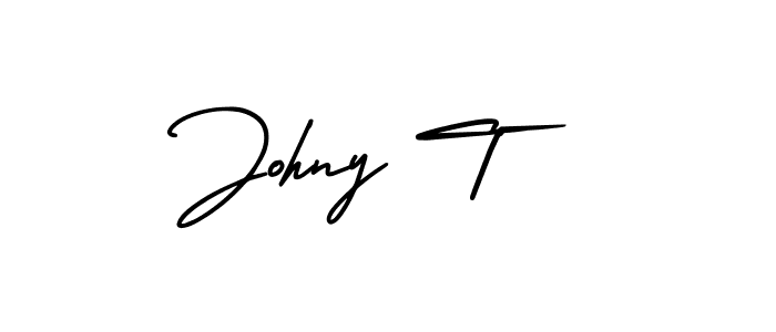 The best way (AmerikaSignatureDemo-Regular) to make a short signature is to pick only two or three words in your name. The name Johny T include a total of six letters. For converting this name. Johny T signature style 3 images and pictures png