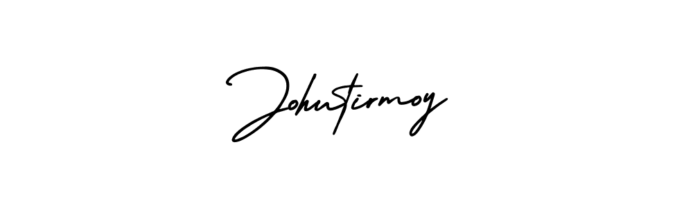 You should practise on your own different ways (AmerikaSignatureDemo-Regular) to write your name (Johutirmoy) in signature. don't let someone else do it for you. Johutirmoy signature style 3 images and pictures png