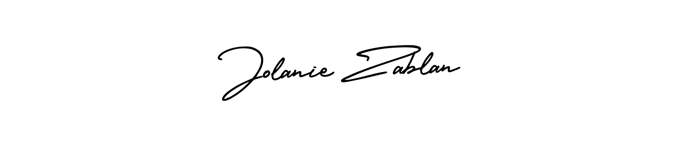 Also You can easily find your signature by using the search form. We will create Jolanie Zablan name handwritten signature images for you free of cost using AmerikaSignatureDemo-Regular sign style. Jolanie Zablan signature style 3 images and pictures png