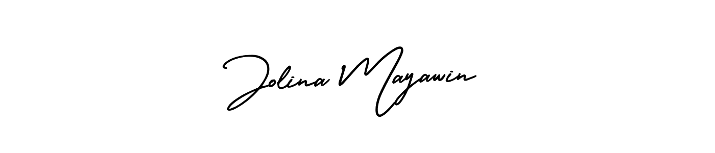 Jolina Mayawin stylish signature style. Best Handwritten Sign (AmerikaSignatureDemo-Regular) for my name. Handwritten Signature Collection Ideas for my name Jolina Mayawin. Jolina Mayawin signature style 3 images and pictures png