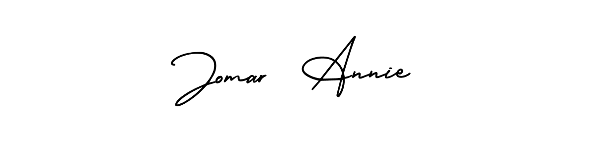 Make a short Jomar  Annie signature style. Manage your documents anywhere anytime using AmerikaSignatureDemo-Regular. Create and add eSignatures, submit forms, share and send files easily. Jomar  Annie signature style 3 images and pictures png
