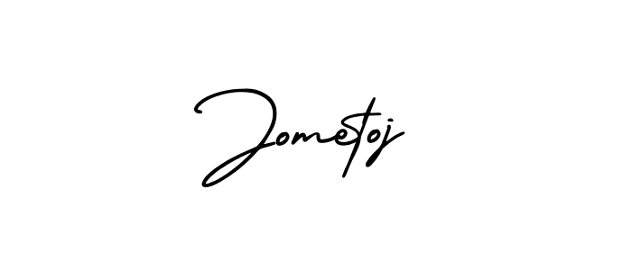 You should practise on your own different ways (AmerikaSignatureDemo-Regular) to write your name (Jometoj) in signature. don't let someone else do it for you. Jometoj signature style 3 images and pictures png