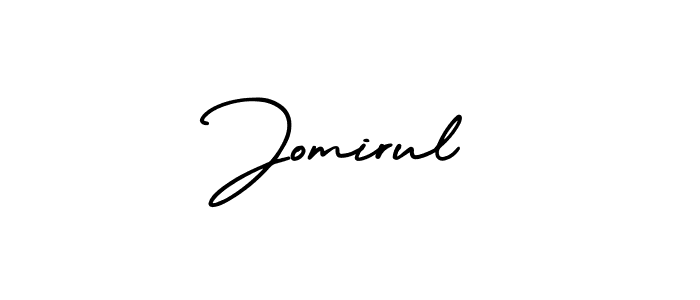 The best way (AmerikaSignatureDemo-Regular) to make a short signature is to pick only two or three words in your name. The name Jomirul include a total of six letters. For converting this name. Jomirul signature style 3 images and pictures png