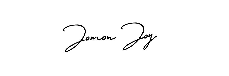 How to make Jomon Joy name signature. Use AmerikaSignatureDemo-Regular style for creating short signs online. This is the latest handwritten sign. Jomon Joy signature style 3 images and pictures png