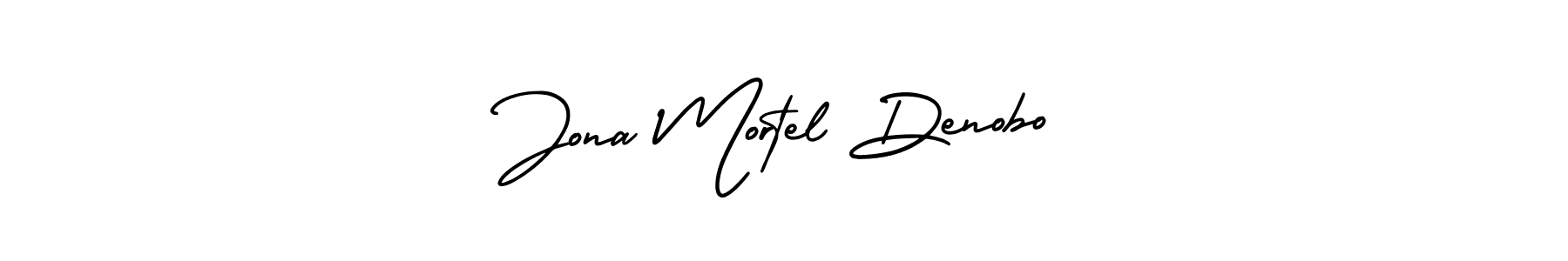 It looks lik you need a new signature style for name Jona Mortel Denobo. Design unique handwritten (AmerikaSignatureDemo-Regular) signature with our free signature maker in just a few clicks. Jona Mortel Denobo signature style 3 images and pictures png