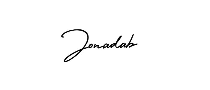 How to make Jonadab name signature. Use AmerikaSignatureDemo-Regular style for creating short signs online. This is the latest handwritten sign. Jonadab signature style 3 images and pictures png