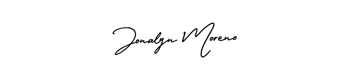 You should practise on your own different ways (AmerikaSignatureDemo-Regular) to write your name (Jonalyn Moreno) in signature. don't let someone else do it for you. Jonalyn Moreno signature style 3 images and pictures png