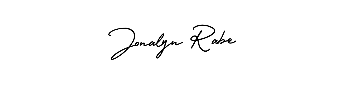 You should practise on your own different ways (AmerikaSignatureDemo-Regular) to write your name (Jonalyn Rabe) in signature. don't let someone else do it for you. Jonalyn Rabe signature style 3 images and pictures png