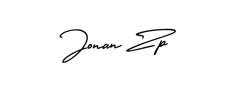 You should practise on your own different ways (AmerikaSignatureDemo-Regular) to write your name (Jonan Zp) in signature. don't let someone else do it for you. Jonan Zp signature style 3 images and pictures png