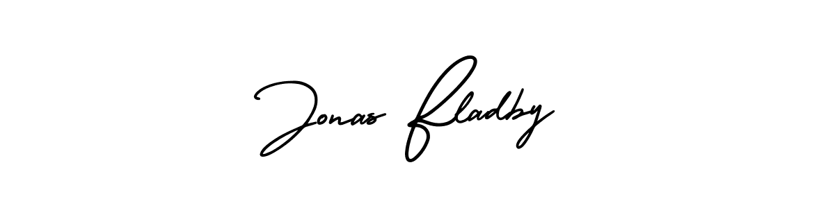 How to make Jonas Fladby name signature. Use AmerikaSignatureDemo-Regular style for creating short signs online. This is the latest handwritten sign. Jonas Fladby signature style 3 images and pictures png