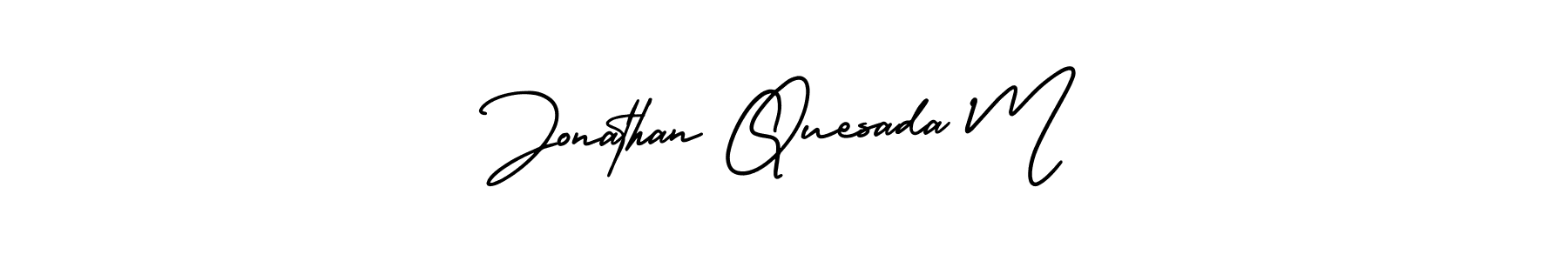 The best way (AmerikaSignatureDemo-Regular) to make a short signature is to pick only two or three words in your name. The name Jonathan Quesada M include a total of six letters. For converting this name. Jonathan Quesada M signature style 3 images and pictures png