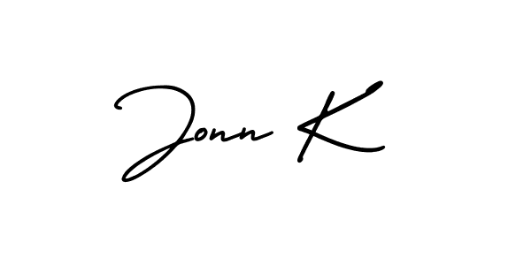 You should practise on your own different ways (AmerikaSignatureDemo-Regular) to write your name (Jonn K) in signature. don't let someone else do it for you. Jonn K signature style 3 images and pictures png