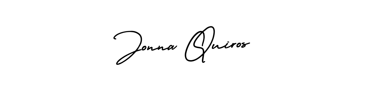 The best way (AmerikaSignatureDemo-Regular) to make a short signature is to pick only two or three words in your name. The name Jonna Quiros include a total of six letters. For converting this name. Jonna Quiros signature style 3 images and pictures png