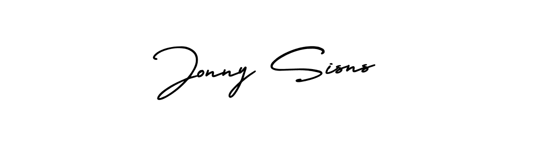 The best way (AmerikaSignatureDemo-Regular) to make a short signature is to pick only two or three words in your name. The name Jonny Sisns include a total of six letters. For converting this name. Jonny Sisns signature style 3 images and pictures png