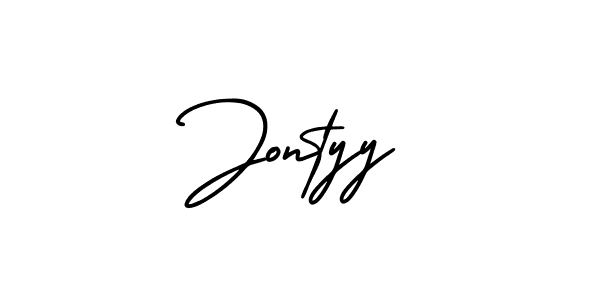 The best way (AmerikaSignatureDemo-Regular) to make a short signature is to pick only two or three words in your name. The name Jontyy include a total of six letters. For converting this name. Jontyy signature style 3 images and pictures png