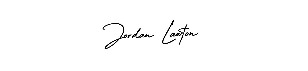You should practise on your own different ways (AmerikaSignatureDemo-Regular) to write your name (Jordan Lawton) in signature. don't let someone else do it for you. Jordan Lawton signature style 3 images and pictures png