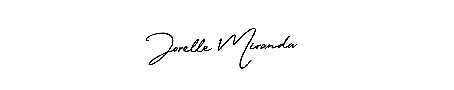 You should practise on your own different ways (AmerikaSignatureDemo-Regular) to write your name (Jorelle Miranda) in signature. don't let someone else do it for you. Jorelle Miranda signature style 3 images and pictures png