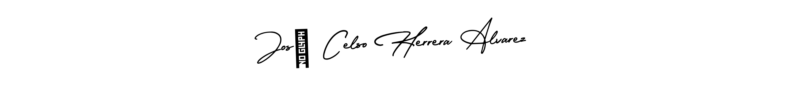 You should practise on your own different ways (AmerikaSignatureDemo-Regular) to write your name (José Celso Herrera Alvarez) in signature. don't let someone else do it for you. José Celso Herrera Alvarez signature style 3 images and pictures png