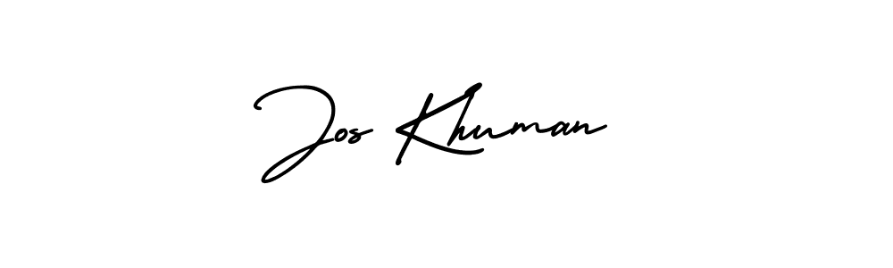 You should practise on your own different ways (AmerikaSignatureDemo-Regular) to write your name (Jos Khuman) in signature. don't let someone else do it for you. Jos Khuman signature style 3 images and pictures png