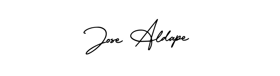 You should practise on your own different ways (AmerikaSignatureDemo-Regular) to write your name (Jose Aldape) in signature. don't let someone else do it for you. Jose Aldape signature style 3 images and pictures png