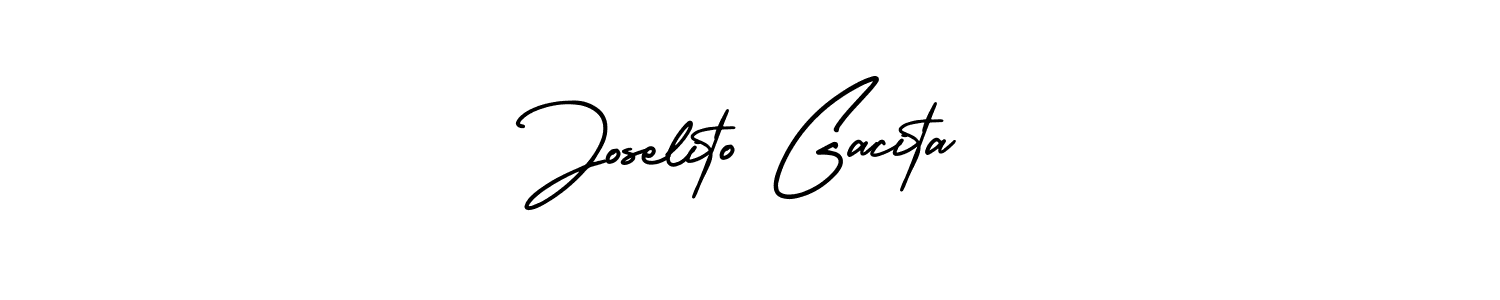 The best way (AmerikaSignatureDemo-Regular) to make a short signature is to pick only two or three words in your name. The name Joselito Gacita include a total of six letters. For converting this name. Joselito Gacita signature style 3 images and pictures png