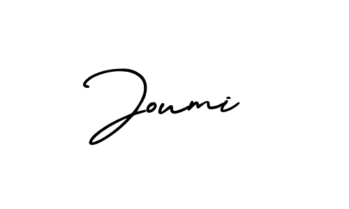 Use a signature maker to create a handwritten signature online. With this signature software, you can design (AmerikaSignatureDemo-Regular) your own signature for name Joumi. Joumi signature style 3 images and pictures png