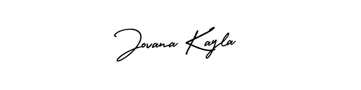 You should practise on your own different ways (AmerikaSignatureDemo-Regular) to write your name (Jovana Kayla) in signature. don't let someone else do it for you. Jovana Kayla signature style 3 images and pictures png