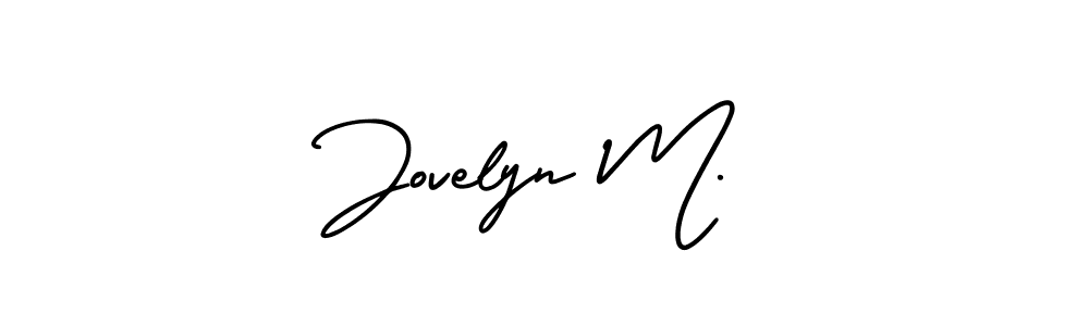 Use a signature maker to create a handwritten signature online. With this signature software, you can design (AmerikaSignatureDemo-Regular) your own signature for name Jovelyn M.. Jovelyn M. signature style 3 images and pictures png
