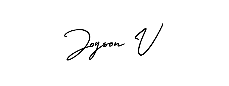 Use a signature maker to create a handwritten signature online. With this signature software, you can design (AmerikaSignatureDemo-Regular) your own signature for name Joyson V. Joyson V signature style 3 images and pictures png