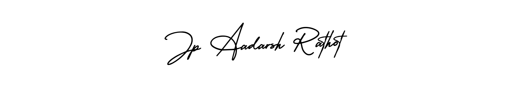 You should practise on your own different ways (AmerikaSignatureDemo-Regular) to write your name (Jp Aadarsh Rathot) in signature. don't let someone else do it for you. Jp Aadarsh Rathot signature style 3 images and pictures png