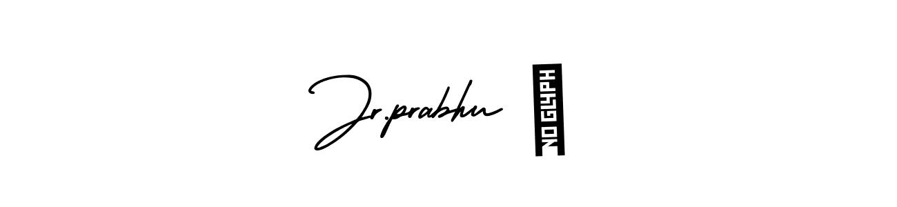 You should practise on your own different ways (AmerikaSignatureDemo-Regular) to write your name (Jr.prabhu ⚓) in signature. don't let someone else do it for you. Jr.prabhu ⚓ signature style 3 images and pictures png