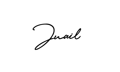 The best way (AmerikaSignatureDemo-Regular) to make a short signature is to pick only two or three words in your name. The name Juail include a total of six letters. For converting this name. Juail signature style 3 images and pictures png
