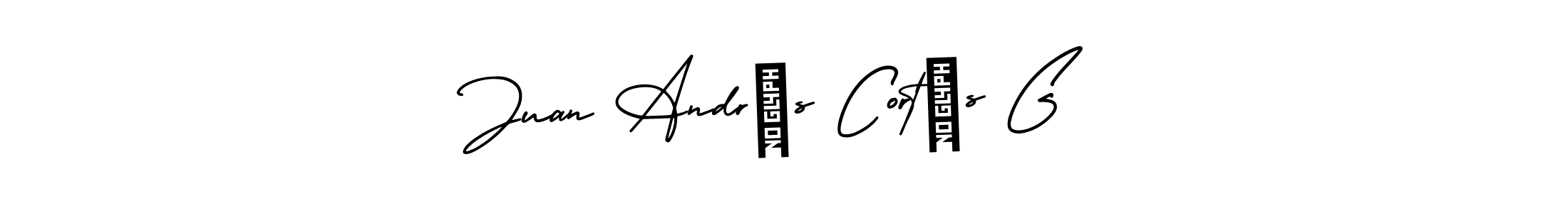 The best way (AmerikaSignatureDemo-Regular) to make a short signature is to pick only two or three words in your name. The name Juan Andrés Cortés G include a total of six letters. For converting this name. Juan Andrés Cortés G signature style 3 images and pictures png