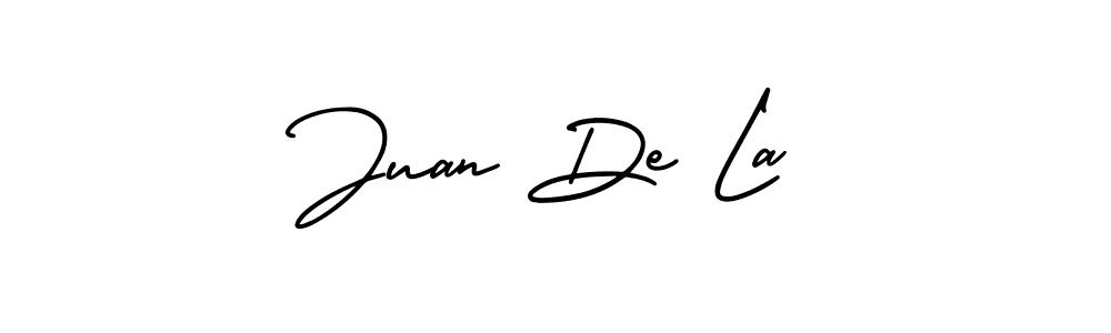 You should practise on your own different ways (AmerikaSignatureDemo-Regular) to write your name (Juan De La) in signature. don't let someone else do it for you. Juan De La signature style 3 images and pictures png