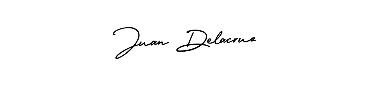 You should practise on your own different ways (AmerikaSignatureDemo-Regular) to write your name (Juan Delacruz) in signature. don't let someone else do it for you. Juan Delacruz signature style 3 images and pictures png