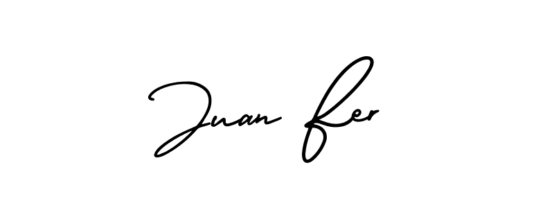 You should practise on your own different ways (AmerikaSignatureDemo-Regular) to write your name (Juan Fer) in signature. don't let someone else do it for you. Juan Fer signature style 3 images and pictures png