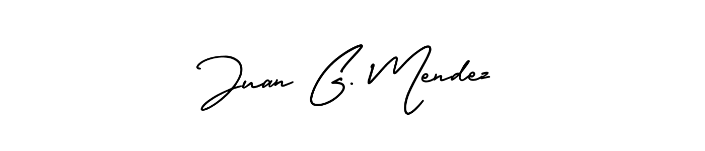 This is the best signature style for the Juan G. Mendez name. Also you like these signature font (AmerikaSignatureDemo-Regular). Mix name signature. Juan G. Mendez signature style 3 images and pictures png