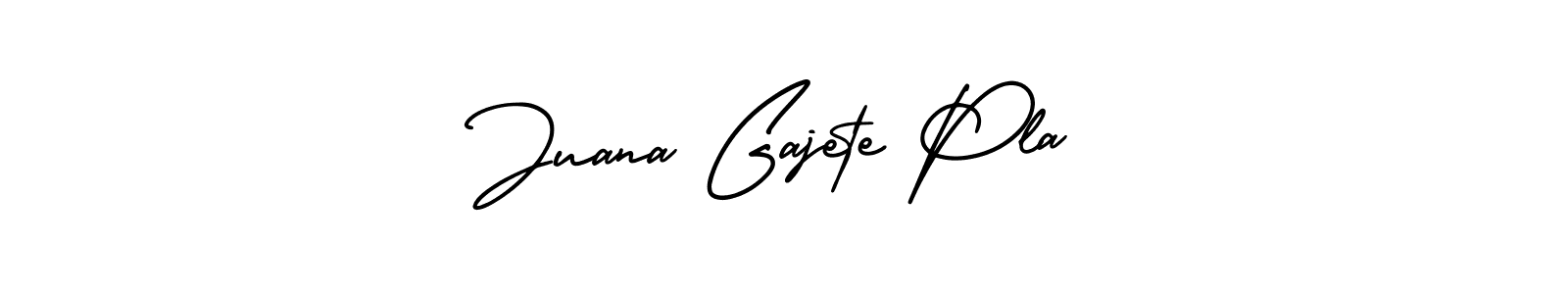 The best way (AmerikaSignatureDemo-Regular) to make a short signature is to pick only two or three words in your name. The name Juana Gajete Pla include a total of six letters. For converting this name. Juana Gajete Pla signature style 3 images and pictures png