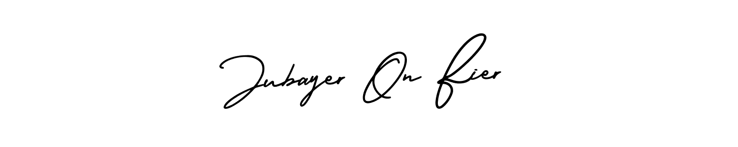 Check out images of Autograph of Jubayer On Fier name. Actor Jubayer On Fier Signature Style. AmerikaSignatureDemo-Regular is a professional sign style online. Jubayer On Fier signature style 3 images and pictures png