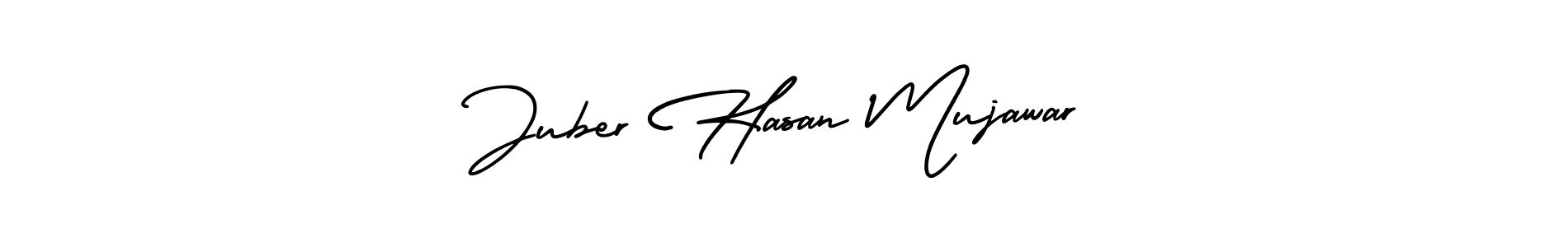 The best way (AmerikaSignatureDemo-Regular) to make a short signature is to pick only two or three words in your name. The name Juber Hasan Mujawar include a total of six letters. For converting this name. Juber Hasan Mujawar signature style 3 images and pictures png