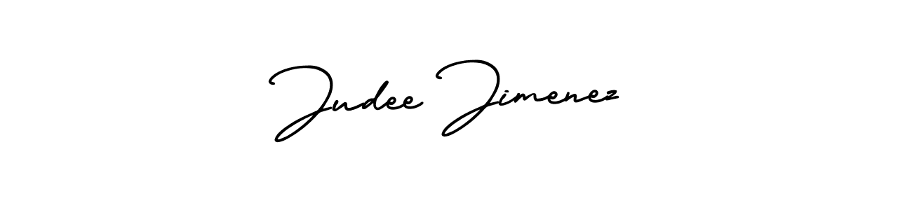 The best way (AmerikaSignatureDemo-Regular) to make a short signature is to pick only two or three words in your name. The name Judee Jimenez include a total of six letters. For converting this name. Judee Jimenez signature style 3 images and pictures png