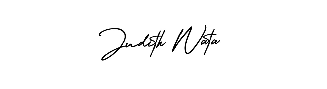 The best way (AmerikaSignatureDemo-Regular) to make a short signature is to pick only two or three words in your name. The name Judith Wata include a total of six letters. For converting this name. Judith Wata signature style 3 images and pictures png
