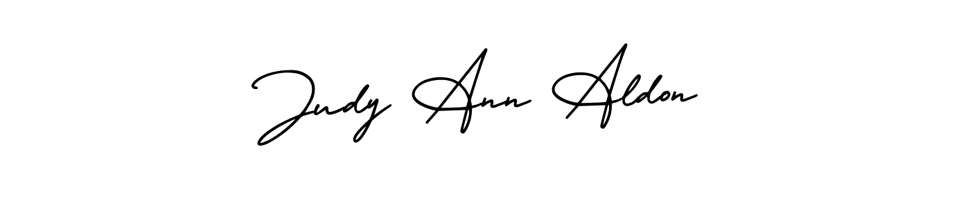 You should practise on your own different ways (AmerikaSignatureDemo-Regular) to write your name (Judy Ann Aldon) in signature. don't let someone else do it for you. Judy Ann Aldon signature style 3 images and pictures png