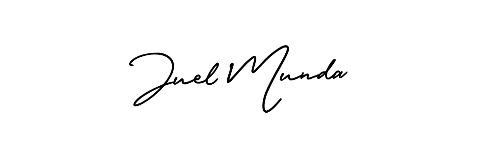 Similarly AmerikaSignatureDemo-Regular is the best handwritten signature design. Signature creator online .You can use it as an online autograph creator for name Juel Munda. Juel Munda signature style 3 images and pictures png