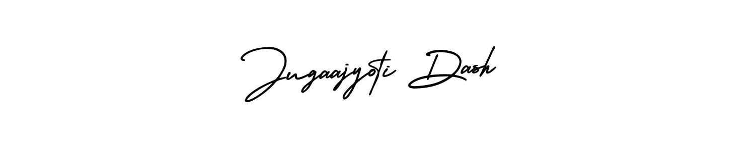 The best way (AmerikaSignatureDemo-Regular) to make a short signature is to pick only two or three words in your name. The name Jugaajyoti Dash include a total of six letters. For converting this name. Jugaajyoti Dash signature style 3 images and pictures png