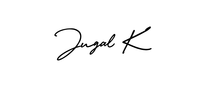 How to make Jugal K name signature. Use AmerikaSignatureDemo-Regular style for creating short signs online. This is the latest handwritten sign. Jugal K signature style 3 images and pictures png
