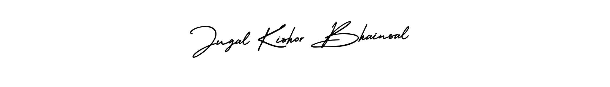 The best way (AmerikaSignatureDemo-Regular) to make a short signature is to pick only two or three words in your name. The name Jugal Kishor Bhainsal include a total of six letters. For converting this name. Jugal Kishor Bhainsal signature style 3 images and pictures png