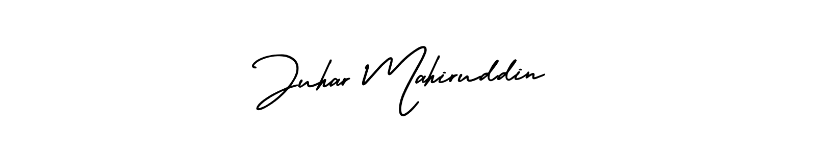 How to make Juhar Mahiruddin name signature. Use AmerikaSignatureDemo-Regular style for creating short signs online. This is the latest handwritten sign. Juhar Mahiruddin signature style 3 images and pictures png