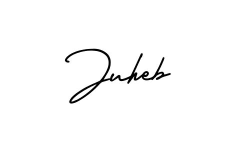 The best way (AmerikaSignatureDemo-Regular) to make a short signature is to pick only two or three words in your name. The name Juheb include a total of six letters. For converting this name. Juheb signature style 3 images and pictures png