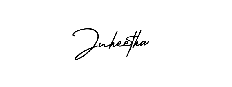The best way (AmerikaSignatureDemo-Regular) to make a short signature is to pick only two or three words in your name. The name Juheetha include a total of six letters. For converting this name. Juheetha signature style 3 images and pictures png